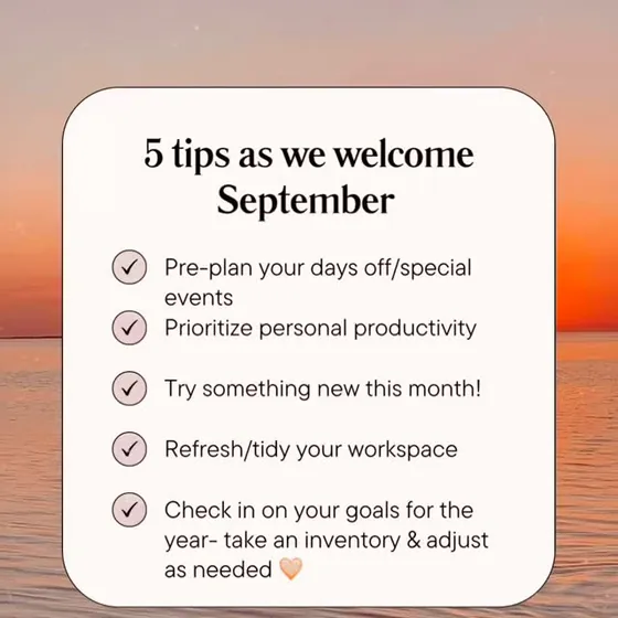 Reel: five tips as we welcome September.