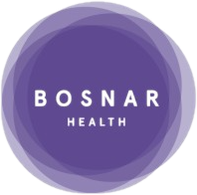 Bosnar Health logo: a violet circle with the words Bosnar Health.